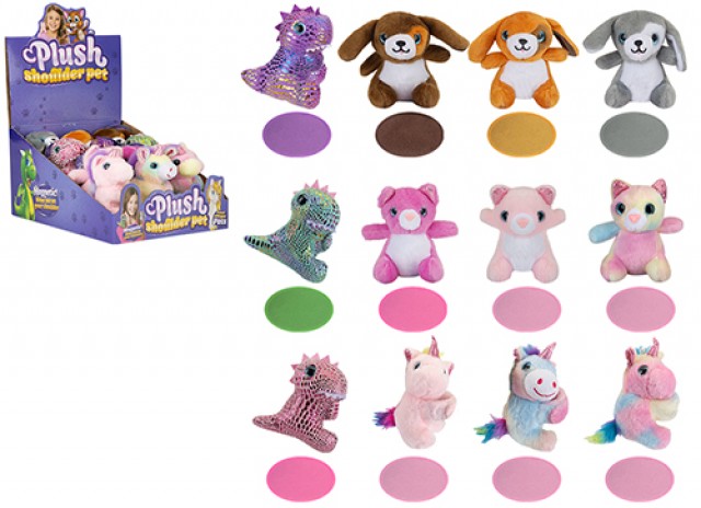 (Mis 1) ANIMALETTI DA SPALLA Peluche 10cm c/supporto magnetico 12ass In espo da 12pz…x12…x72